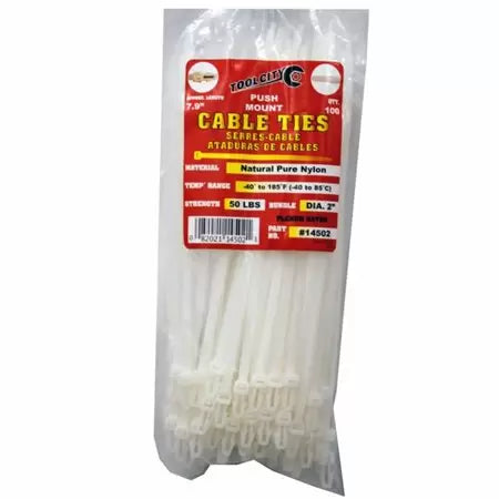 Tool City 7.9 in. L White Cable Tie 100 Pack (7.9, White)