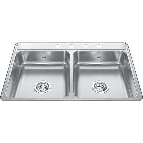 Franke Creemore Collection 33 4-Hole Drop In Double Bowl Stainless Steel Kitchen Sink