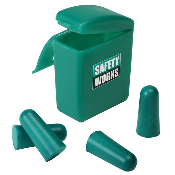 SAFETY WORKS Foam Ear Plugs w/case (2 Pairs)