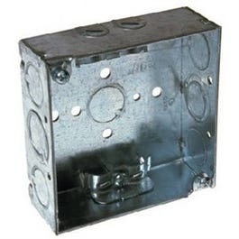 Outlet Box With Non Metallic Clamps, Square, 4 x 1.5-In.